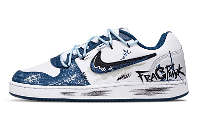 Nike EBERNON Parallel Rift Valley Abrasion Resistant Low Top Skateboard Shoes Men's White Blue