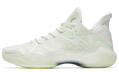 Anta Shock Wave 4 Wear-Resistant Slip-Resistant Mid-Top Performance Basketball Shoes Men's White