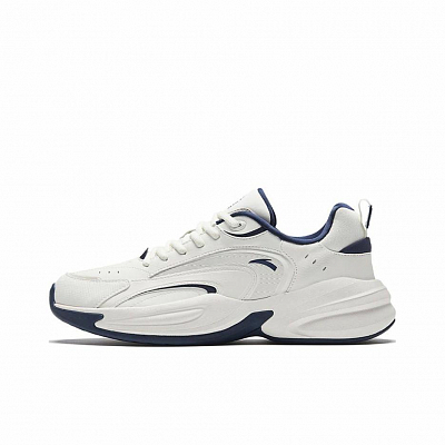 Anta ACE Slip Resistant, Abrasion Resistant, Lightweight Low Top Chunky Sneakers Men's White Dark Blue