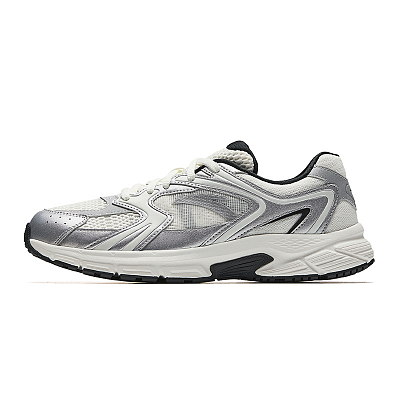 Anta Breathable Lightweight Height Increasing Low Top Casual City Commute Running Shoes Men's White Silver