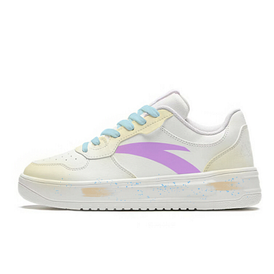 Anta Wear resistant And Lightweight Low top Skateboard Shoes Women's White Purple Yellow