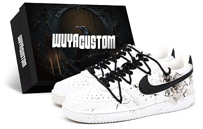 Nike Court Vision 1 Skateboard Shoes Men's Low Top White/Black