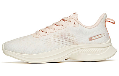 Anta Cushioned Anti-Slip Wear-Resistant Breathable Lightweight Low-Top Running Shoes Women's White Pink