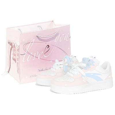 Anta Anti Slip Wear Resistant Low Top Skateboard Shoes Women's Pink Blue