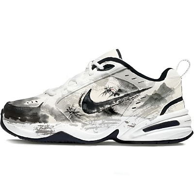 Nike Air Monarch 4 Folded Bamboo Prayer Abrasion Resistant Low Top Chunky Sneakers Unisex Black