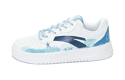 Anta Slip Resistant Cushioning Abrasion Resistant Low Top Skateboard Shoes Men's Blue White