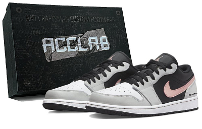 Jordan 1 Cushioning, Wear Resistant Low Top Vintage Basketball Shoes Unisex Black Gray Pink