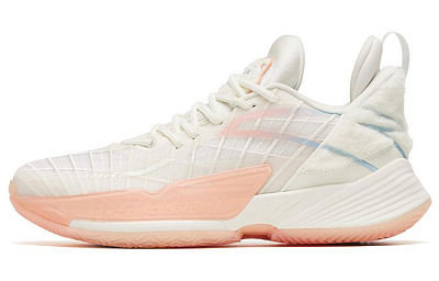 Anta Light Horseman 3 Samoyed Cushioning Anti-Slip And Wear-Resistant Low-Top Performance Basketball Shoes White Pink