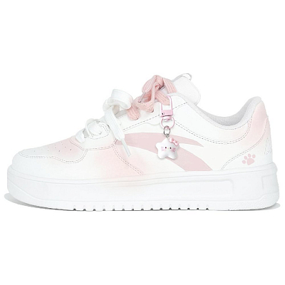 Anta Classic Anti Slip Wear Resistant Low Top Skateboard Shoes Women's White Pink