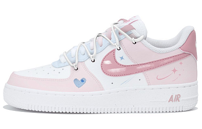 Nike Air Force 1 Abrasion Resistant Low Top Skateboard Shoes Women's White Blue Pink