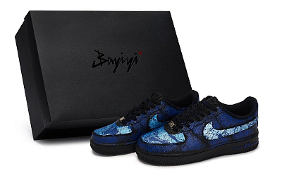 Nike Air Force 1 811 Manufacturing, Dragon's Flexibility, Special Shoe Box Low Top Skateboard Shoes Unisex Black Blue