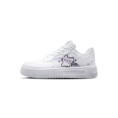 Anta Anti Slip Wear Resistant Low Top Skateboard Shoes Women's Black White Purple
