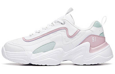 Anta Slip-Resistant Cushioning Wear-Resistant Low-Top Chunky Sneakers Women's Dusty Purple White