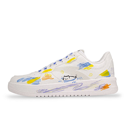 Anta Relaxed Abrasion Resistant Breathable Height Increasing Low Top Skateboard Shoes Unisex White Blue Yellow