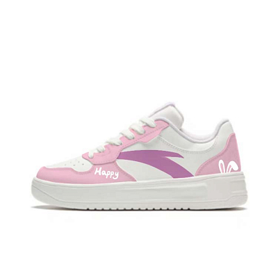 Anta Life Collection Anti-Slip And Wear-Resistant Lightweight Low-Top Skateboard Shoes Women's White Pink