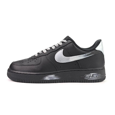 Nike Air Force 1 Low Top Skateboard Shoes Unisex Silver Black