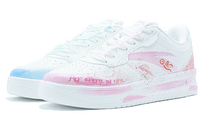 Anta Slip Resistant Cushioning Low Top Skateboard Shoes Women's Blue Pink Mismatched