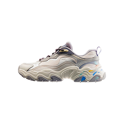 POP MART x Anta Meteorite Anti Slip Wear Resistant Low Top Chunky Sneakers Women's White Silver Gray