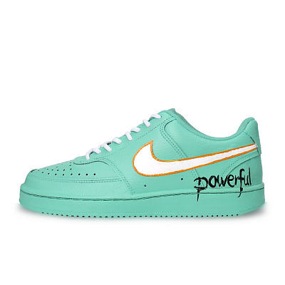 Nike Court Vision Skateboard Shoes Men's Low top Green White Orange Black