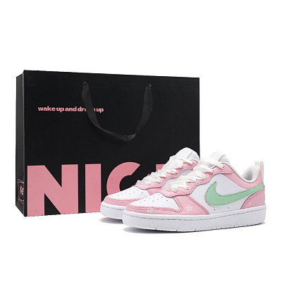Nike Court Borough GS Valentine's Day Offer Lightweight Low Top Skateboard Shoes Women's Pink Green