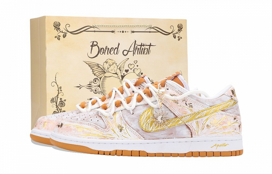 Nike Dunk Apollo, The Sun God Abrasion Resistant Low Top Skateboard Shoes Unisex White Orange Gold купить в интернет-магазине Yoocart с быстрой доставкой по России.