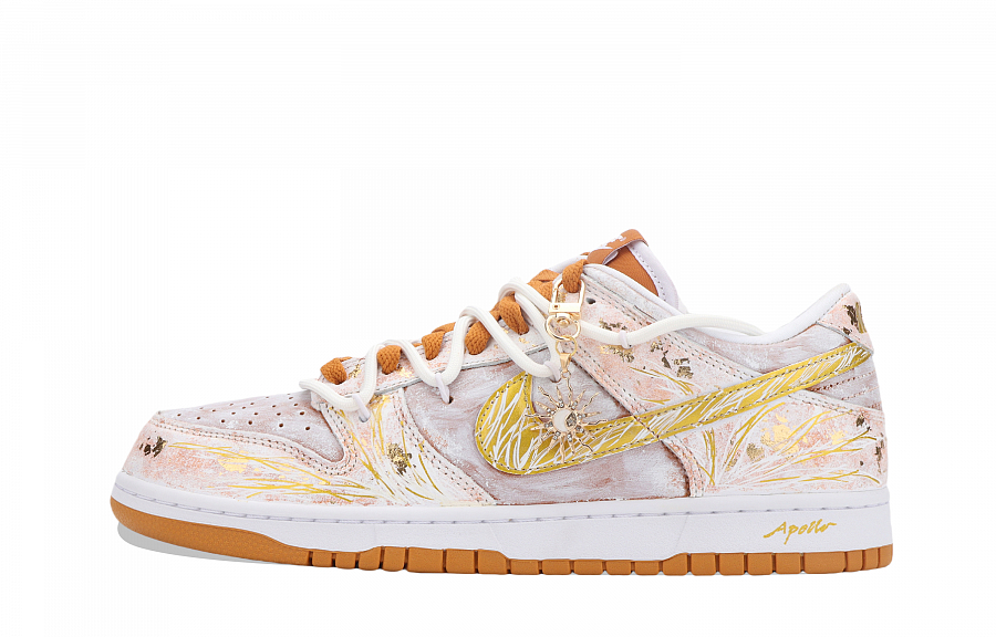 Nike Dunk Apollo, The Sun God Abrasion Resistant Low Top Skateboard Shoes Unisex White Orange Gold купить в интернет-магазине Yoocart с быстрой доставкой по России.