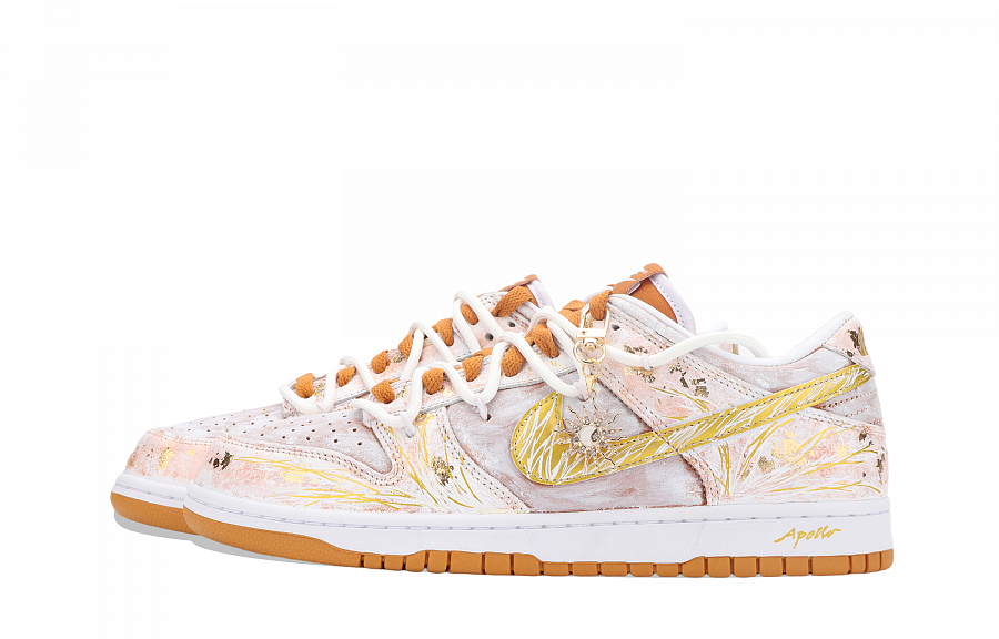 Nike Dunk Apollo, The Sun God Abrasion Resistant Low Top Skateboard Shoes Unisex White Orange Gold купить в интернет-магазине Yoocart с быстрой доставкой по России.