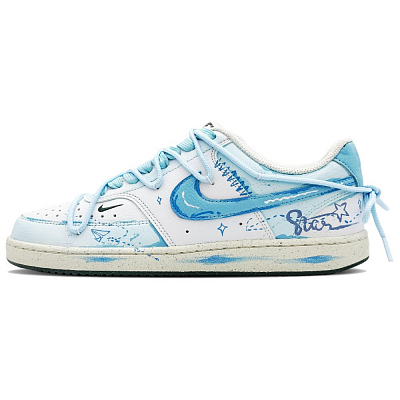 Nike Court Vision Low Sea Salt Mint Abrasion Resistant Low Top Skateboard Shoes Women's White Blue