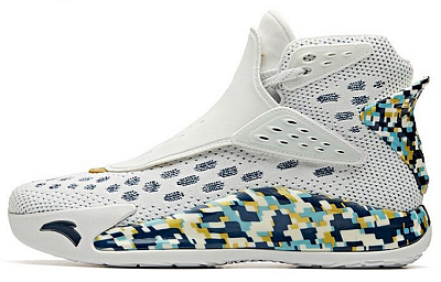 Anta KT5 KT 5 'Veteran' Cushioning Anti-Slip And Wear-Resistant High-Top Basketball Shoes White Blue Yellow