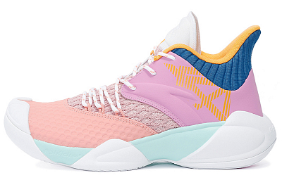 Anta Anti Slip Wear Resistant Mid Top Basketball Shoes Men's Pink Purple White