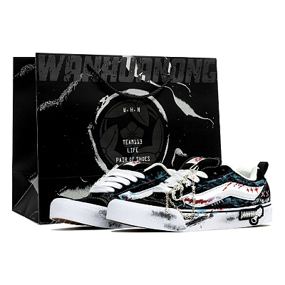 Vans Knu Skool Kaleidoscope, Cracks, Shopping Bag Abrasion Resistant Low Top Skateboard Shoes Unisex Black White