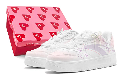 Anta Life Collection Anti Slip Wear Resistant Low Top Skateboard Shoes Women's White Pink Purple