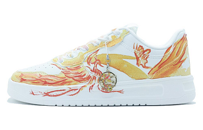 Anta Slip Resistant Cushioning Abrasion Resistant Low Top Skateboard Shoes Women's White Red Yellow