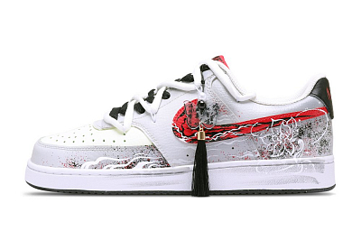Nike Court Vision 1 Unstained Heart Abrasion Resistant Low Top Skateboard Shoes Men's Red White Gray
