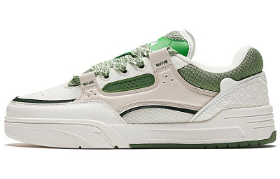 Anta AOJIE Slip-Resistant Cushioning Low-Top Skateboard Shoes Women's White Olive Green