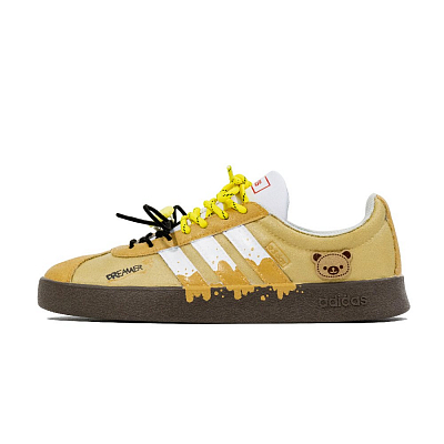 Adidas VL COURT 2.0 Cookie Dreamer Abrasion Resistant Low Top Skateboard Shoes Unisex Light Yellow