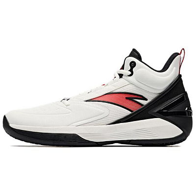 Anta Cushioned Slip-Resistant Coverage High-Top Basketball Shoes Men's White Black Red
