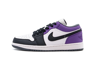 Jordan Air Jordan 1 Abrasion Resistant Low Top Vintage Basketball Shoes Unisex Black Purple
