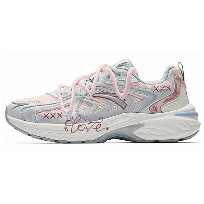 Anta AT959 Abrasion Resistant, Breathable, Lightweight Low Top Casual Shoes Women's Gray Pink