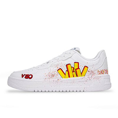 Anta Relaxed Slip Resistant, Abrasion Resistant, Breathable Low Top Skateboard Shoes Unisex White Red