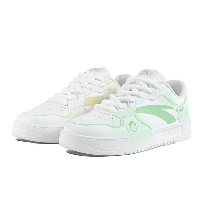 Anta Relaxed Anti Slip Wear Resistant Low Top Skateboard Shoes Unisex Yellow Green Mismatched
