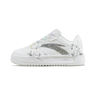 Anta Relaxed Slip Resistant Shock Absorbers Low Top Skateboard Shoes Unisex White Gray