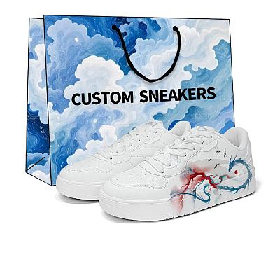 Anta Relaxed Lightweight Height Increasing Low Top Skateboard Shoes Unisex White Blue Red