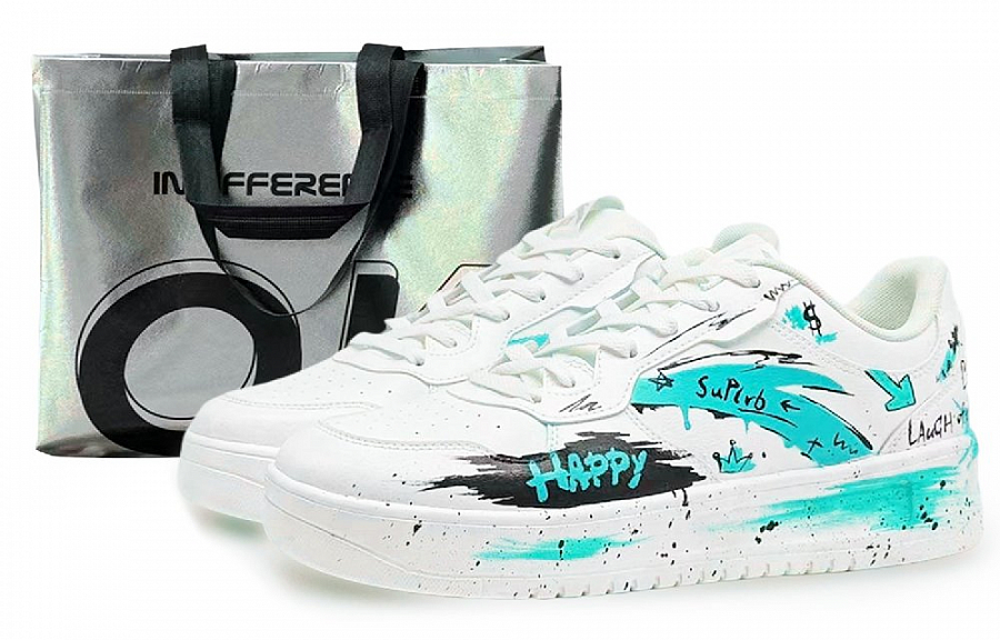 Anta Relaxed Slip Resistant Shock Absorbers Low Top Skateboard Shoes Women's White Black Cyan купить в интернет-магазине Yoocart с быстрой доставкой по России.