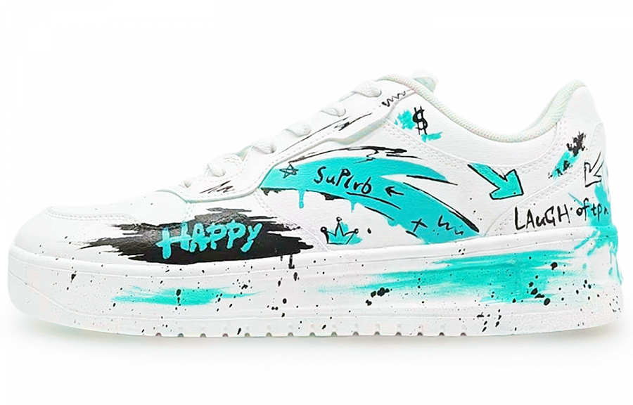 Anta Relaxed Slip Resistant Shock Absorbers Low Top Skateboard Shoes Women's White Black Cyan купить в интернет-магазине Yoocart с быстрой доставкой по России.