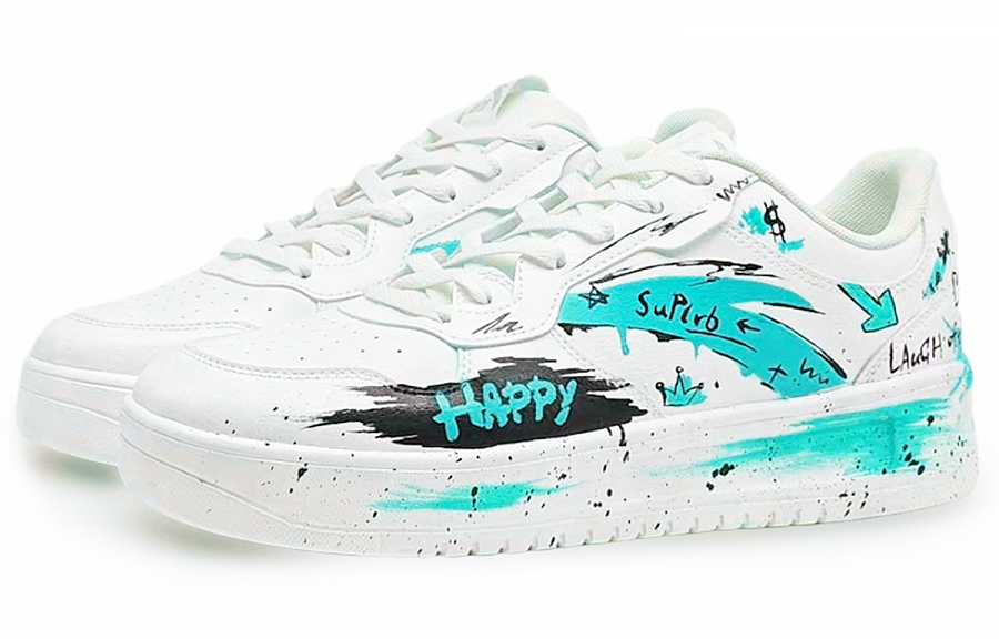 Anta Relaxed Slip Resistant Shock Absorbers Low Top Skateboard Shoes Women's White Black Cyan купить в интернет-магазине Yoocart с быстрой доставкой по России.