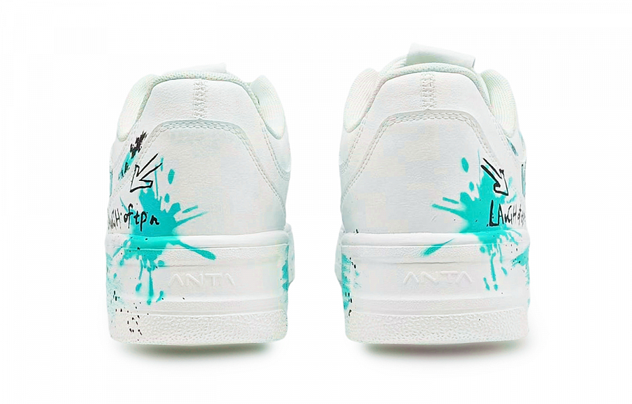 Anta Relaxed Slip Resistant Shock Absorbers Low Top Skateboard Shoes Women's White Black Cyan купить в интернет-магазине Yoocart с быстрой доставкой по России.