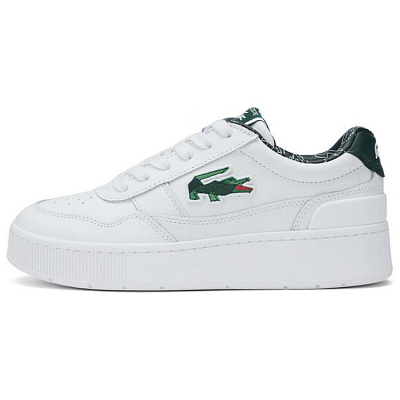 LACOSTE Low Top Skateboard Shoes Women's White Dark Green