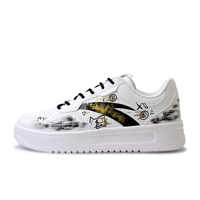 Anta Relaxed Slip Resistant Shock Absorbers Lightweight Low Top Skateboard Shoes Men's White Black