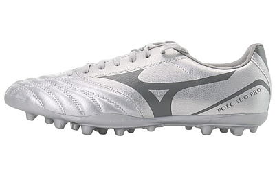 Mizuno Folgado AG Artificial Ground Slip Resistant, Abrasion Resistant, Lightweight Coverage Soccer Shoes Men's Silver